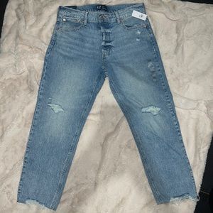 GAP High Rise Destructed Cheeky Straight Jeans with Washwell-NWT 14/32